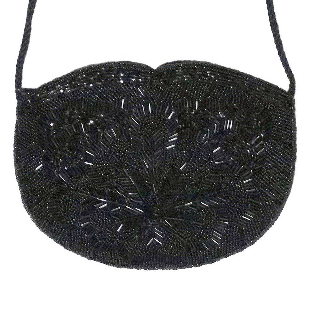 Black Bead and Sequin Heart-Shaped Shoulder Bag for Prom, Parties. Ooh La La Bag